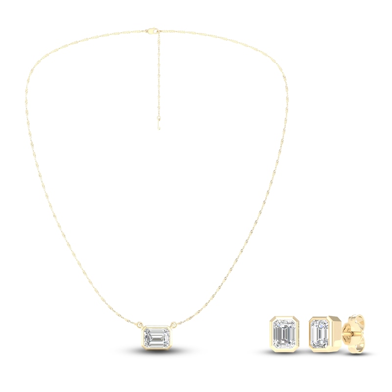 Main Image 4 of Lab-Grown Emerald-Cut Diamond Box Set 1-1/2 ct tw 14K Yellow Gold