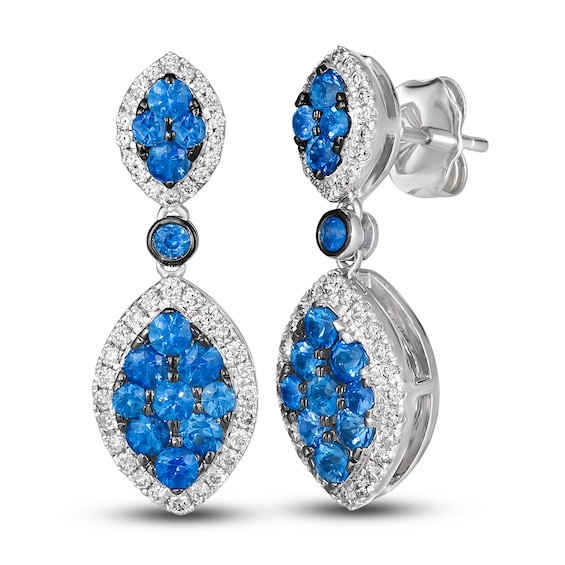 Le Vian Natural Blue Sapphire Earrings 1/3 ct tw Diamonds 14K Vanilla Gold