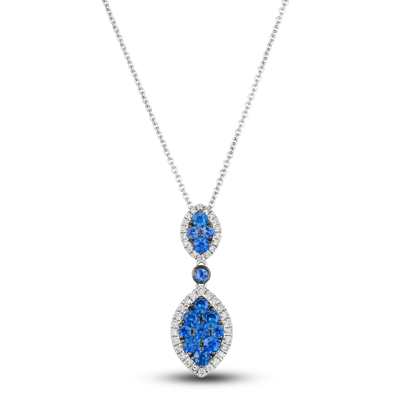 Main Image 1 of Le Vian Natural Blue Sapphire Necklace 1/6 ct tw Diamonds 14K Vanilla Gold