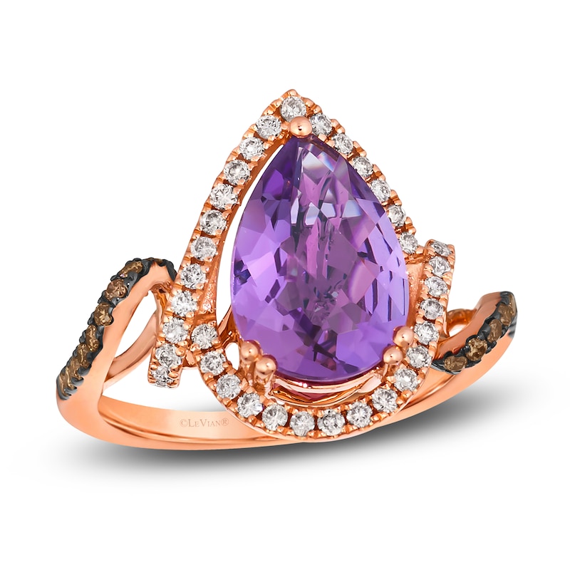Main Image 1 of Le Vian Natural Amethyst Ring 3/8 ct tw Diamonds 14K Strawberry Gold