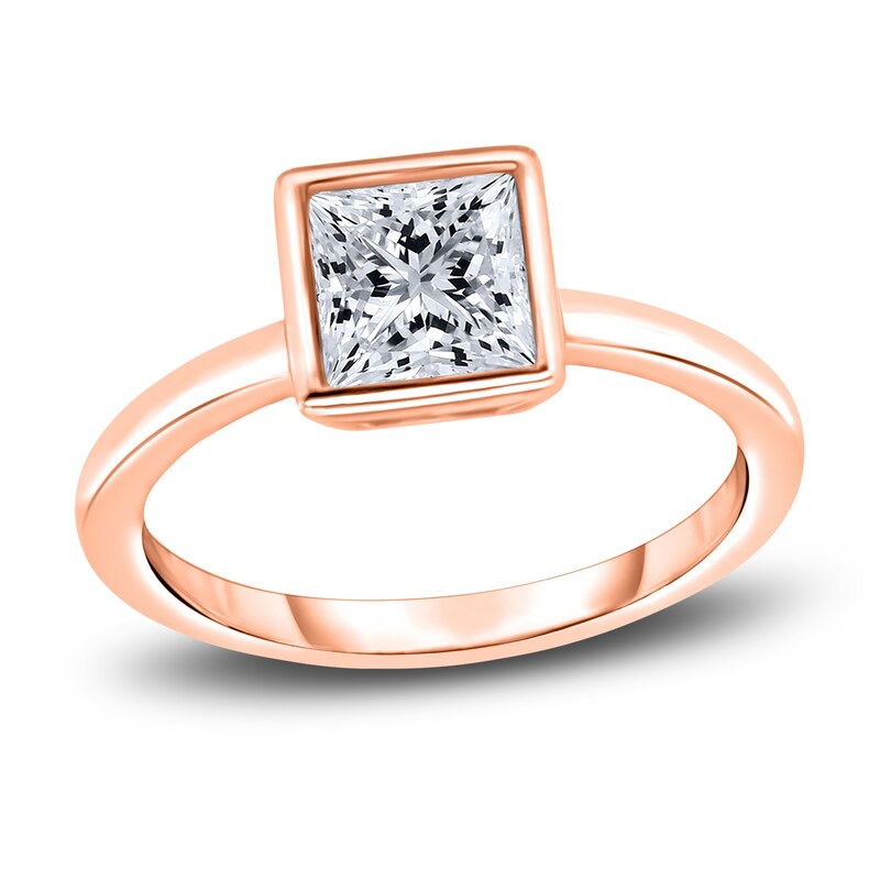 Main Image 1 of Diamond Solitaire Engagement Ring 1 ct tw Bezel-Set Princess 14K Rose Gold (I2/I)