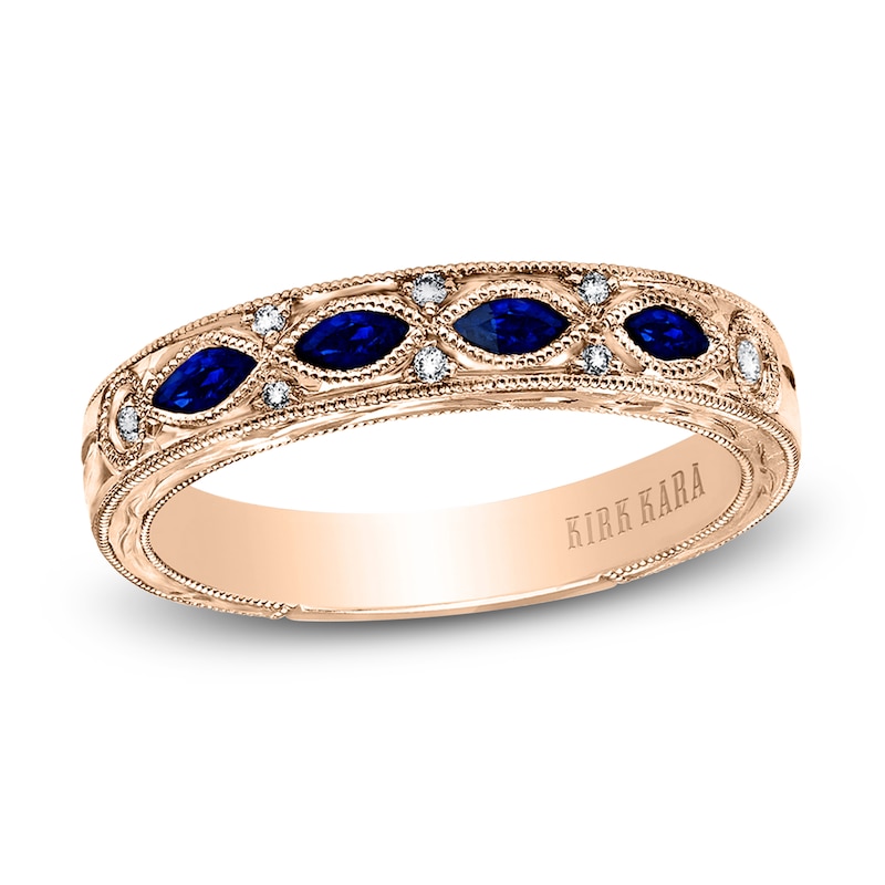 Main Image 1 of Kirk Kara Natural Blue Sapphire Anniversary Band Diamond Accents 18K Rose Gold
