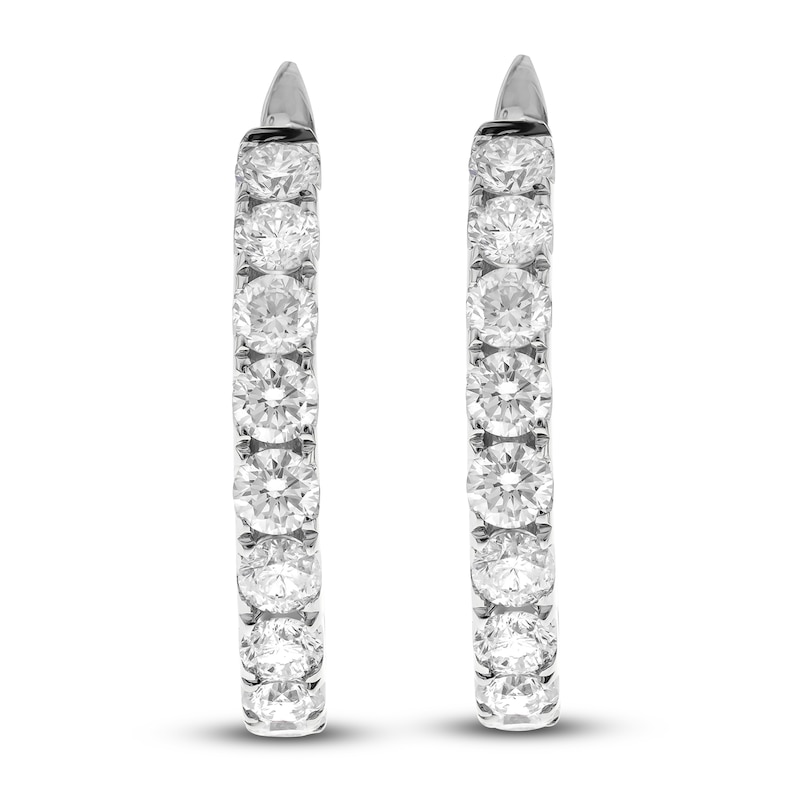 Main Image 1 of Diamond Hoop Earrings 2 ct tw Round 14K White Gold