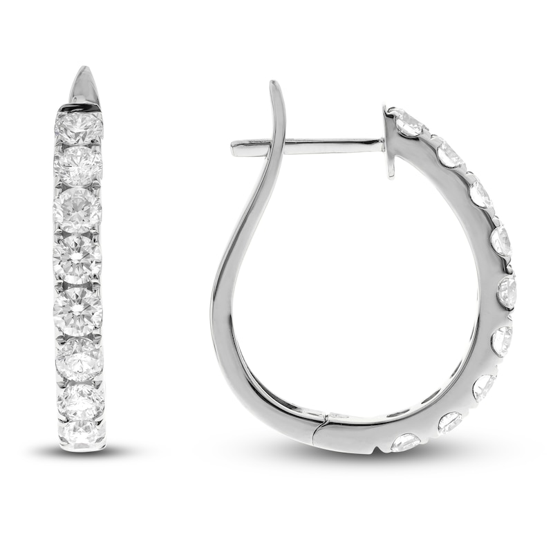 Main Image 2 of Diamond Hoop Earrings 2 ct tw Round 14K White Gold