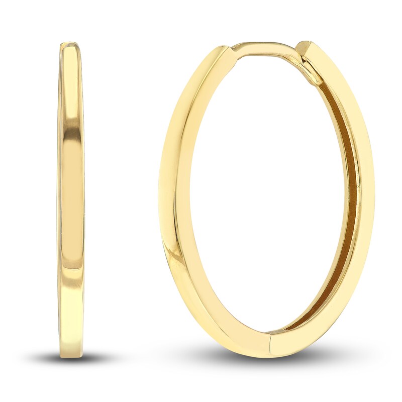 Main Image 1 of Polished Square Huggie Earrings 14K Yellow Gold 18mm