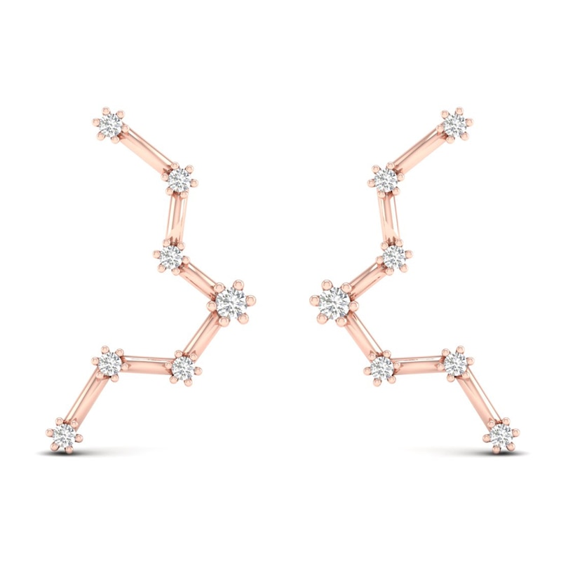 Main Image 1 of Diamond Pisces Constellation Earrings 1/8 ct tw Round 14K Rose Gold