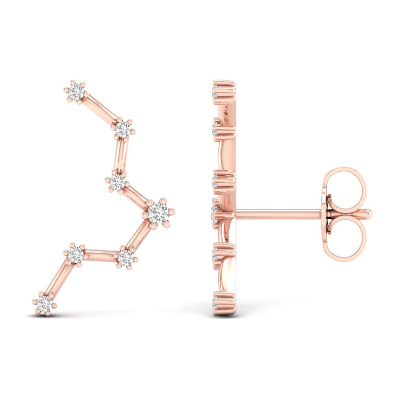 Main Image 2 of Diamond Pisces Constellation Earrings 1/8 ct tw Round 14K Rose Gold