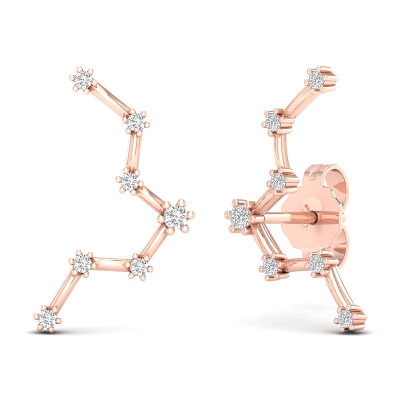 Main Image 4 of Diamond Pisces Constellation Earrings 1/8 ct tw Round 14K Rose Gold