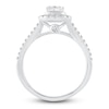 Thumbnail Image 2 of Diamond Halo Engagement Ring 1-1/8 ct tw Emerald/Round 14K White Gold