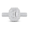 Thumbnail Image 3 of Diamond Halo Engagement Ring 1-1/8 ct tw Emerald/Round 14K White Gold