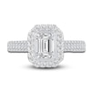 Thumbnail Image 4 of Diamond Halo Engagement Ring 1-1/8 ct tw Emerald/Round 14K White Gold