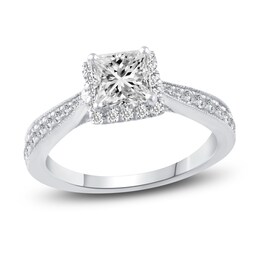 Diamond Engagement Ring 1-1/5 ct tw Princess/Round Platinum