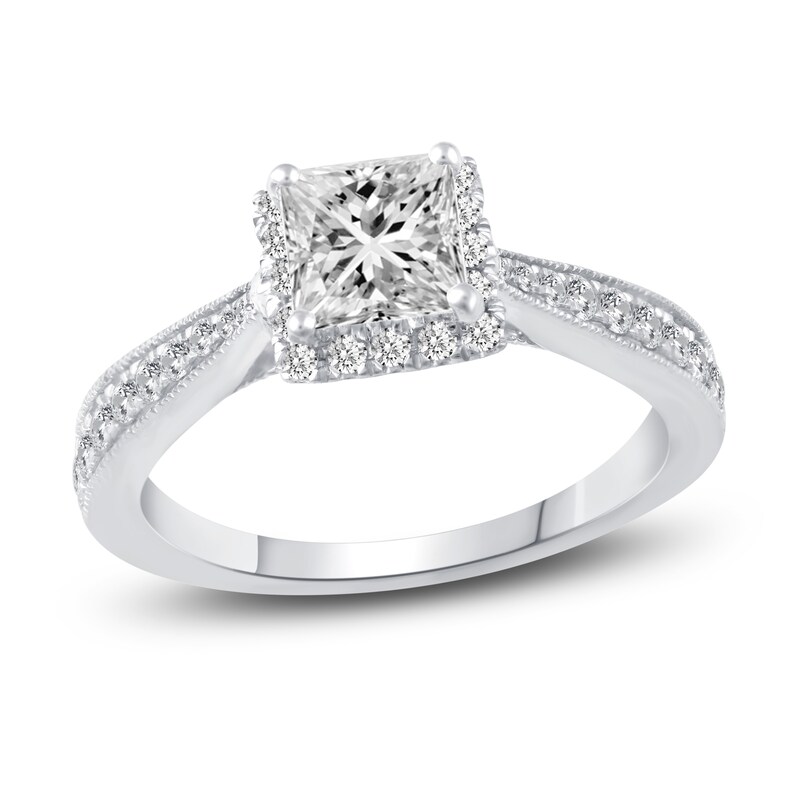Main Image 1 of Diamond Engagement Ring 1-1/5 ct tw Princess/Round Platinum