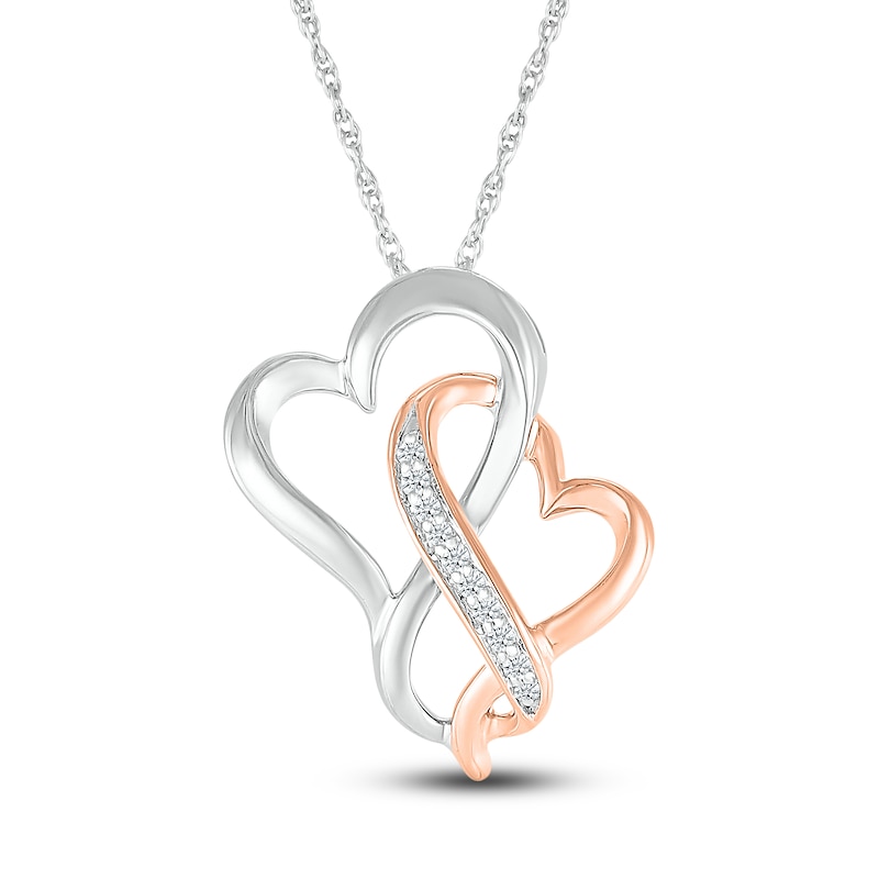 Main Image 1 of Diamond Heart Necklace 1/20 ct tw Round 10K Two-Tone Gold 18"