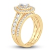 Thumbnail Image 2 of Diamond Double Halo Bridal Set 1-1/3 ct tw Round 14K Yellow Gold