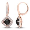 Thumbnail Image 0 of Black & White Diamond Dangle Earrings 2-3/8 ct tw Cushion/Round 10K Rose Gold