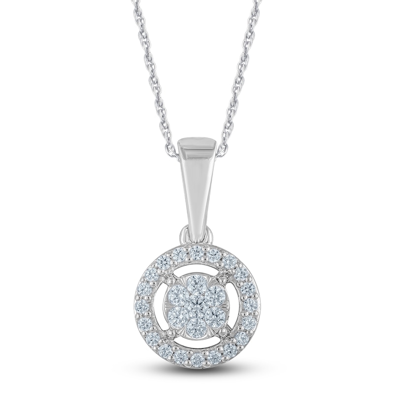 Diamond 1/6 Ct.Tw. Cluster Pendant in 10K White Gold Diamond 1/6 Ct.Tw. Cluster Pendant in 10K White Gold