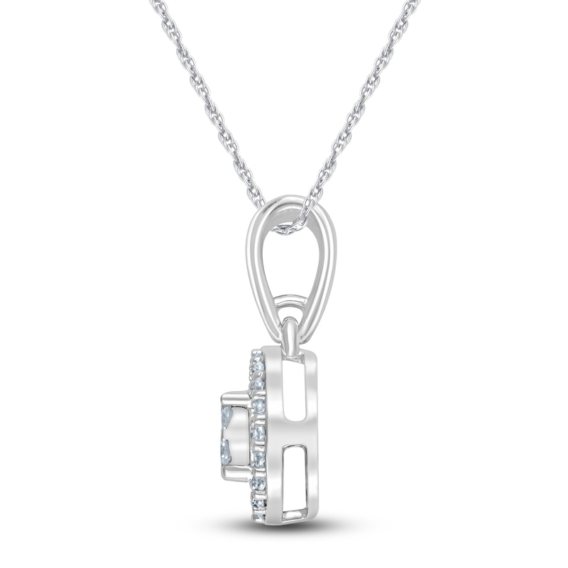 Diamond Halo Pendant Necklace 1/6 ct tw 10K White Gold