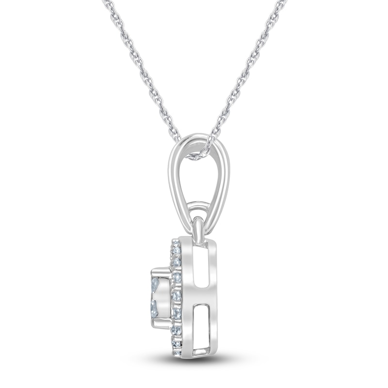 Main Image 2 of Diamond Halo Pendant Necklace 1/6 ct tw 10K White Gold
