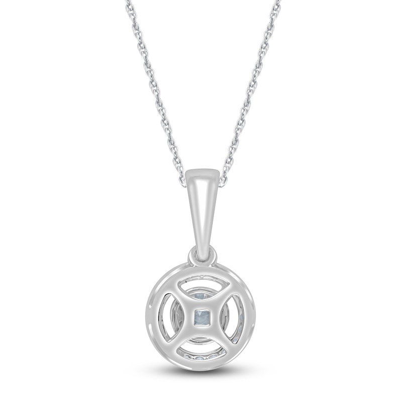 Diamond Halo Pendant Necklace 1/6 ct tw 10K White Gold