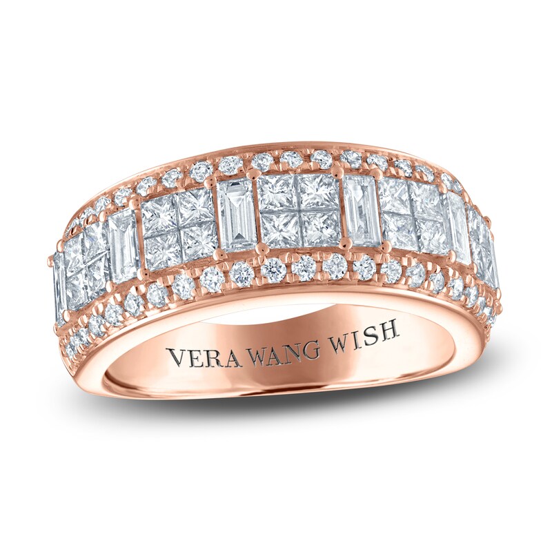 Vera Wang WISH Diamond Anniversary Band 1-1/2 ct tw Baguette/Princess/ Round 18K Rose Gold