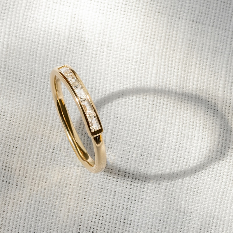 Main Image 4 of Juliette Maison Natural Amethyst Baguette Bar Ring 10K Yellow Gold