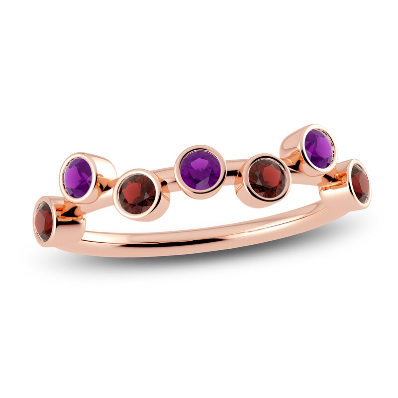 Main Image 1 of Juliette Maison Natural Garnet & Natural Amethyst Ring 10K Rose Gold