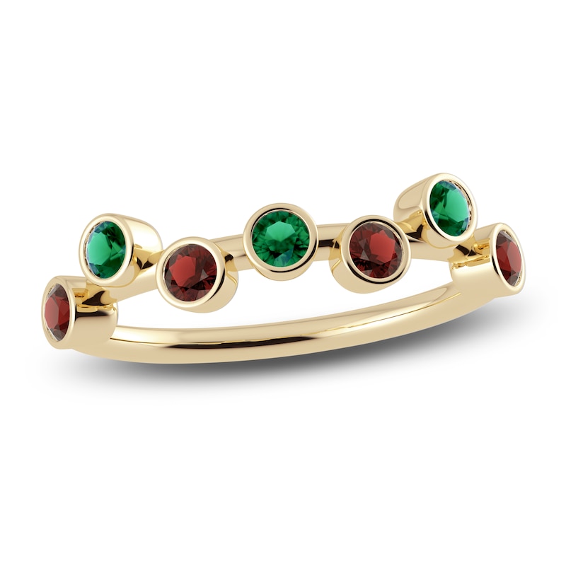 Main Image 1 of Juliette Maison Natural Emerald & Natural Garnet Ring 10K Yellow Gold