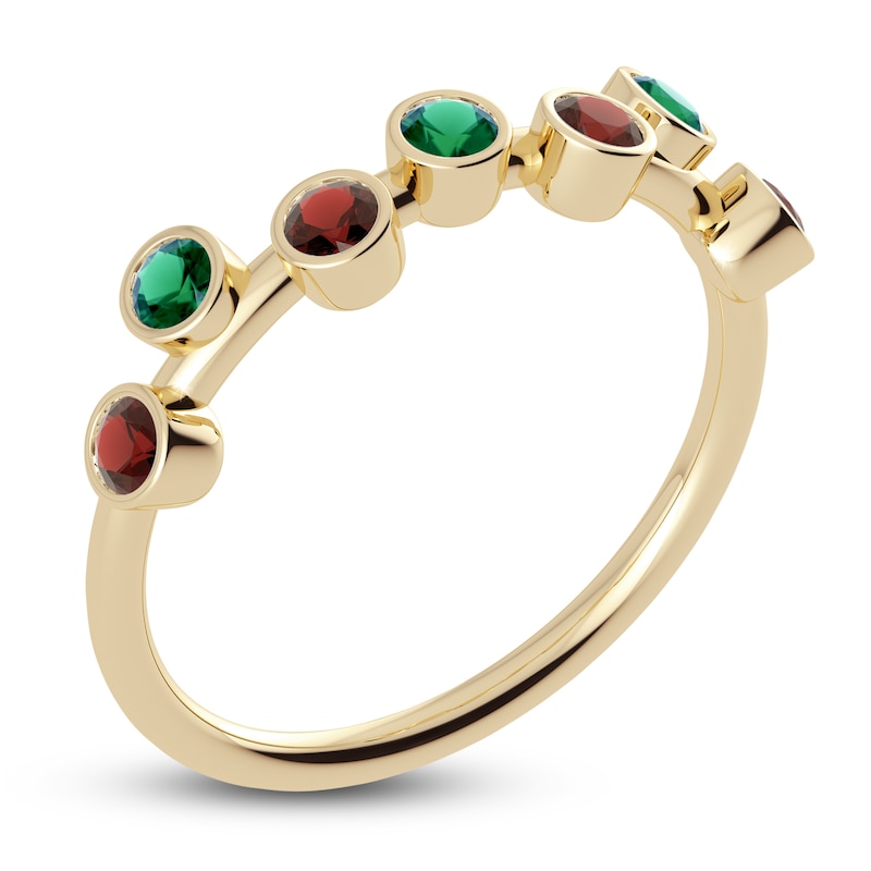 Main Image 2 of Juliette Maison Natural Emerald & Natural Garnet Ring 10K Yellow Gold