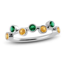 Juliette Maison Natural Emerald & Natural Citrine Ring 10K White Gold