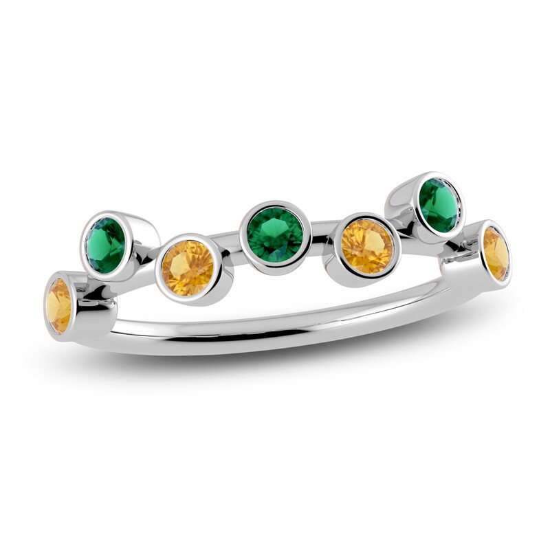 Main Image 1 of Juliette Maison Natural Emerald & Natural Citrine Ring 10K White Gold