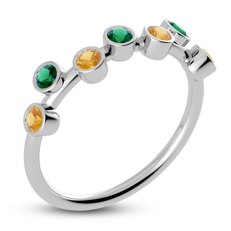 Main Image 2 of Juliette Maison Natural Emerald & Natural Citrine Ring 10K White Gold