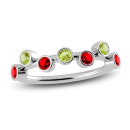 Juliette Maison Natural Ruby & Natural Peridot Ring 10K White Gold