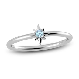 Juliette Maison Natural Aquamarine Starburst Ring 10K White Gold