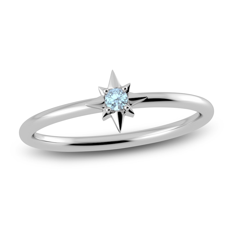 Main Image 1 of Juliette Maison Natural Aquamarine Starburst Ring 10K White Gold