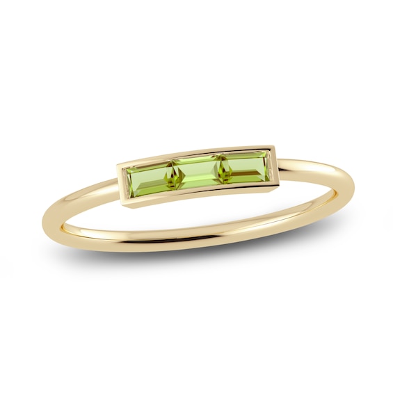 Juliette Maison Natural Peridot Baguette Bar Ring 10K Yellow Gold