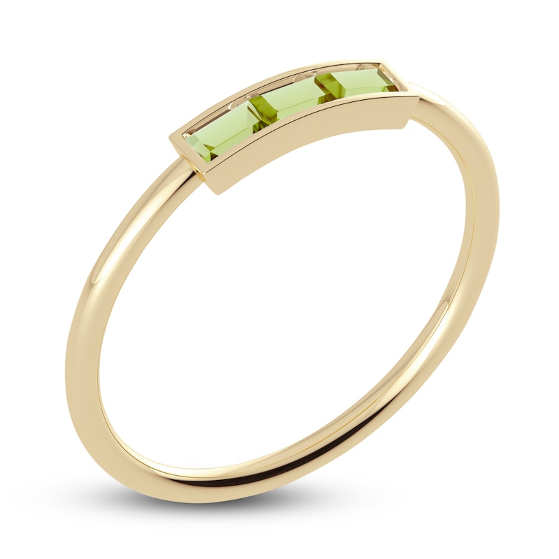 Main Image 2 of Juliette Maison Natural Peridot Baguette Bar Ring 10K Yellow Gold