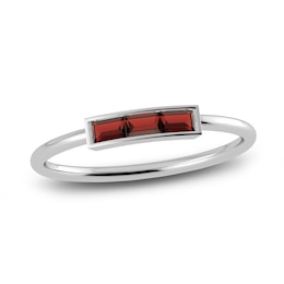 Juliette Maison Natural Garnet Baguette Bar Ring 10K White Gold