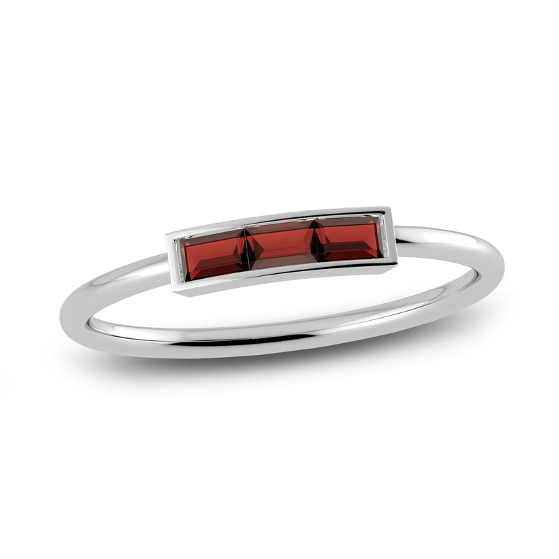 Main Image 1 of Juliette Maison Natural Garnet Baguette Bar Ring 10K White Gold