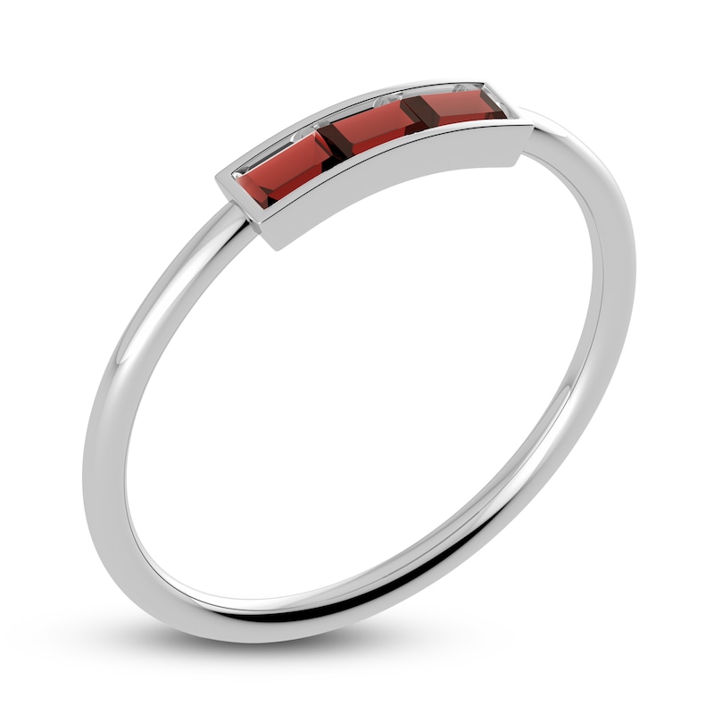 Main Image 2 of Juliette Maison Natural Garnet Baguette Bar Ring 10K White Gold