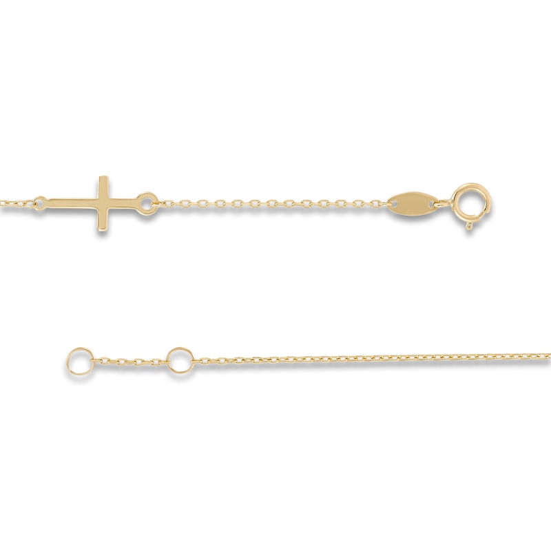 Cross Plaque ID Bracelet 14K yellow Gold 6"