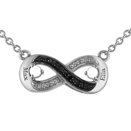 1/20 Carat t.w. Black and White Diamond and Birthstone Infinity Couple's Necklace