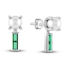 Thumbnail Image 1 of Juliette Maison Natural Emerald Baguette and Freshwater Cultured Pearl Earrings 10K White Gold