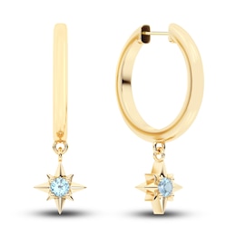 Juliette Maison Natural Aquamarine Starburst Drop Earrings 10K Yellow Gold