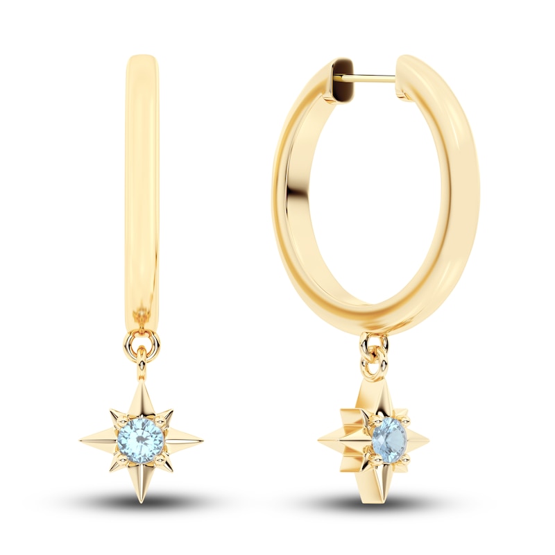 Juliette Maison Natural Aquamarine Starburst Drop Earrings 10K Gold