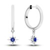 Thumbnail Image 1 of Juliette Maison Natural Blue Sapphire Starburst Drop Earrings 10K White Gold