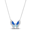 Thumbnail Image 1 of Le Vian Diamond Butterfly Necklace 1/4 ct tw Round Blue/Turquoise Enamel 14K Vanilla Gold 19"