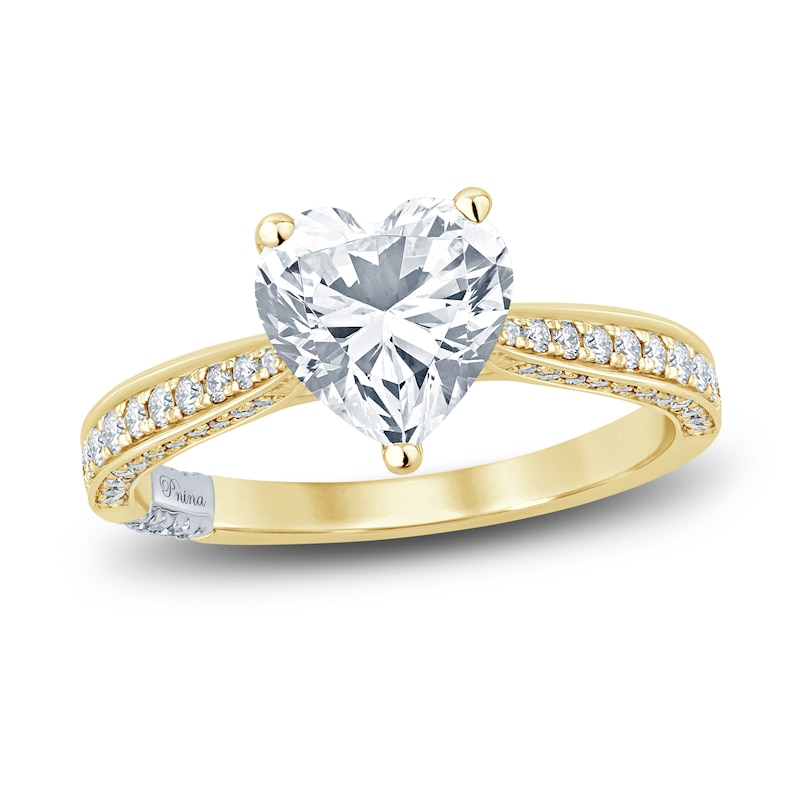 Pnina Tornai Diamond Heart Engagement Ring 2-1/3 ct tw Round 14K Yellow Gold