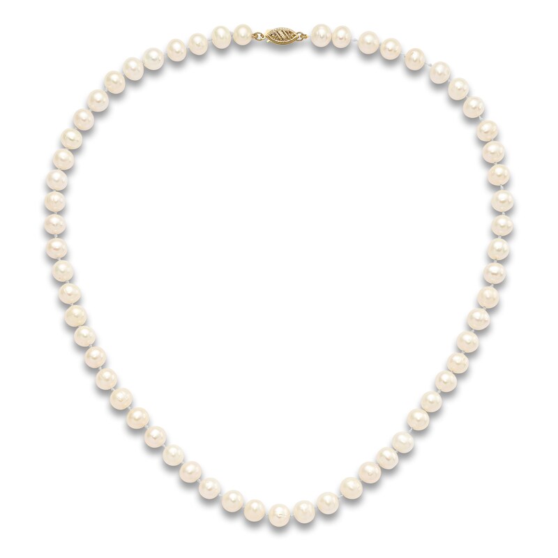 Main Image 5 of Freshwater Cultured Pearl Necklace & Earring Set 14K Yellow Gold 18"