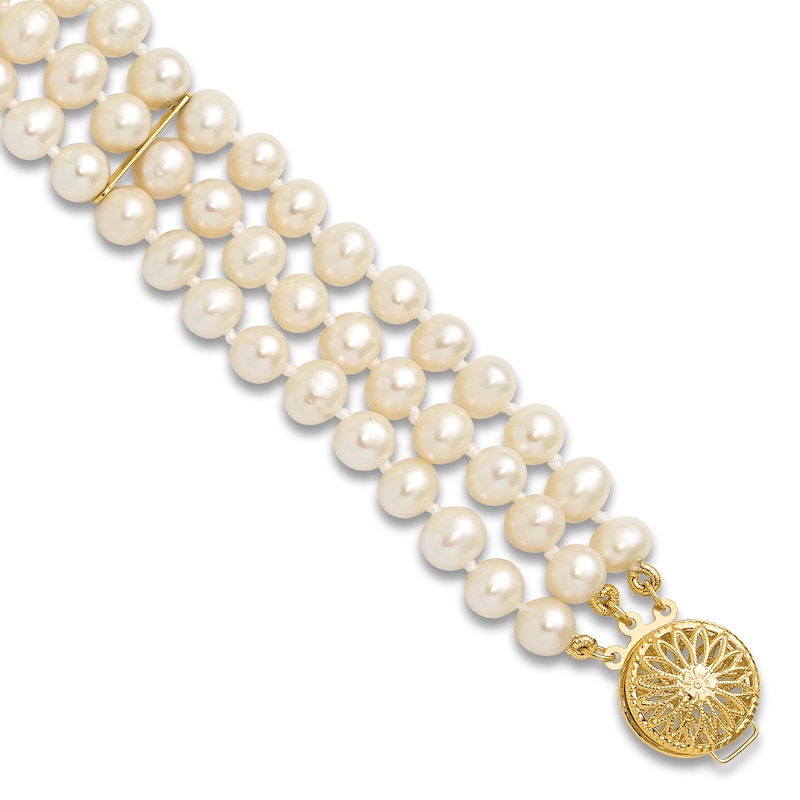 Main Image 1 of Freshwater Cultured Pearl Bracelet 14K Yellow Gold 7.5"